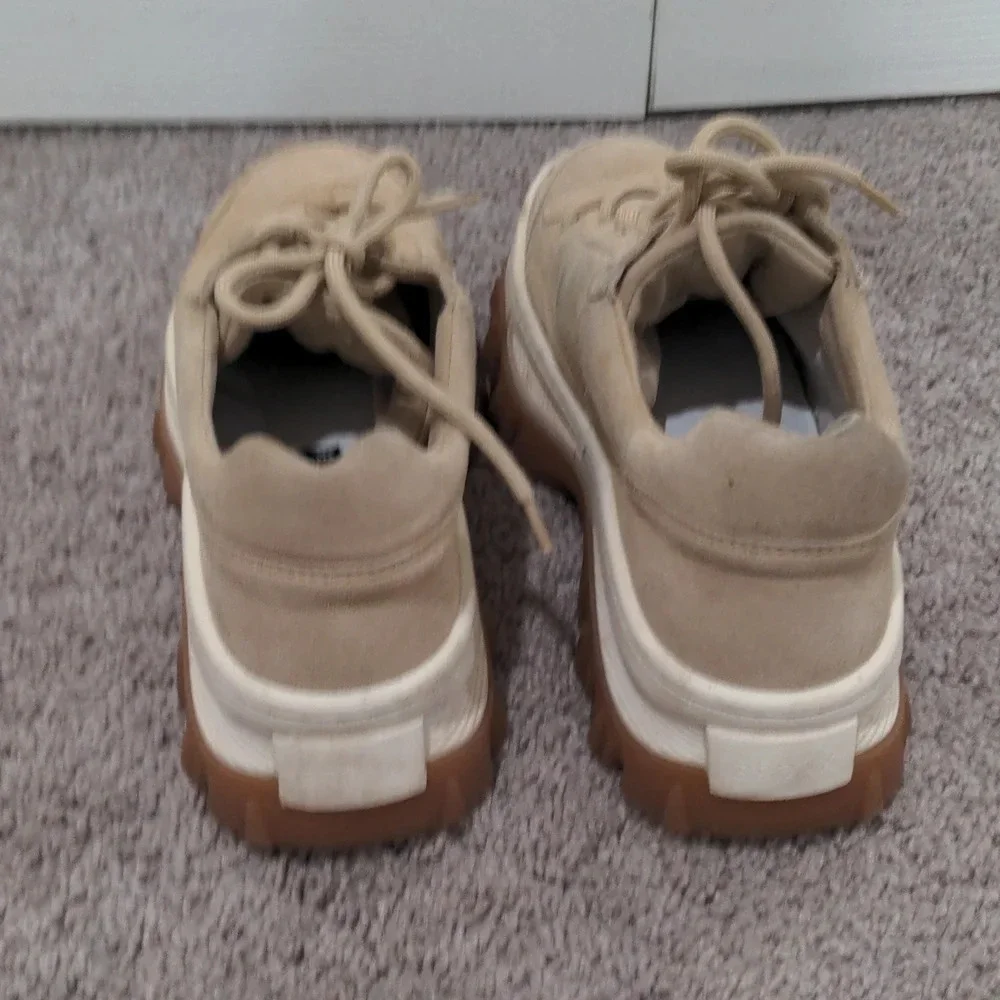 Bronx Baisley Tan Suede Chunky Platform Lug Sole Sneakers EU 41